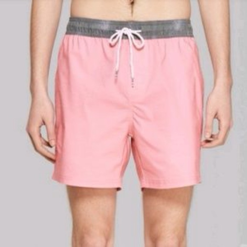Original Use Swim Trunks 5 Inch Inseam Pale Pink Gray Size Medium